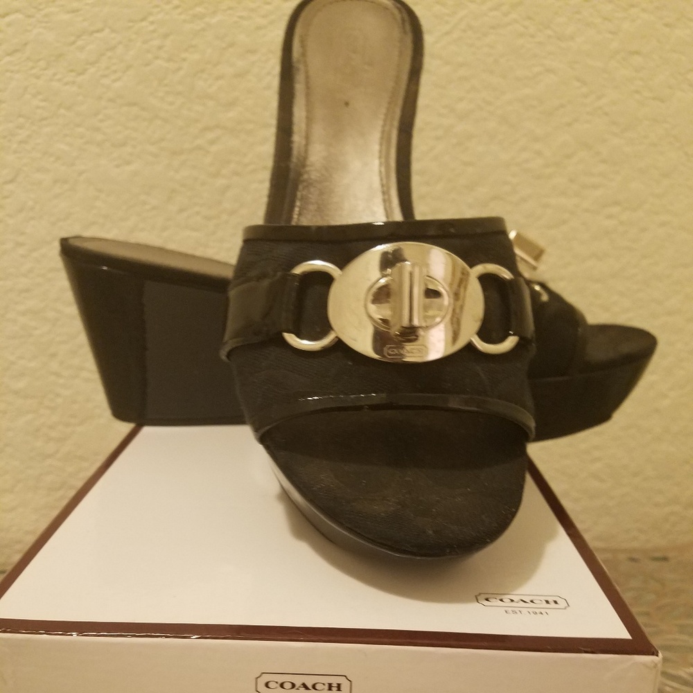 Coach Patten Leather & Canvas Wedges